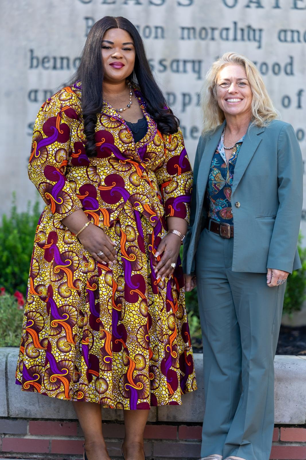 Ruth Dela Seddoh with an Ohio University representative on the Athens campus